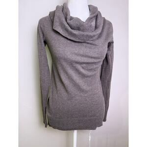 Athleta XS Gray Cowl Neck Sweater Tunic Wool Blend Asymmetrical Hem